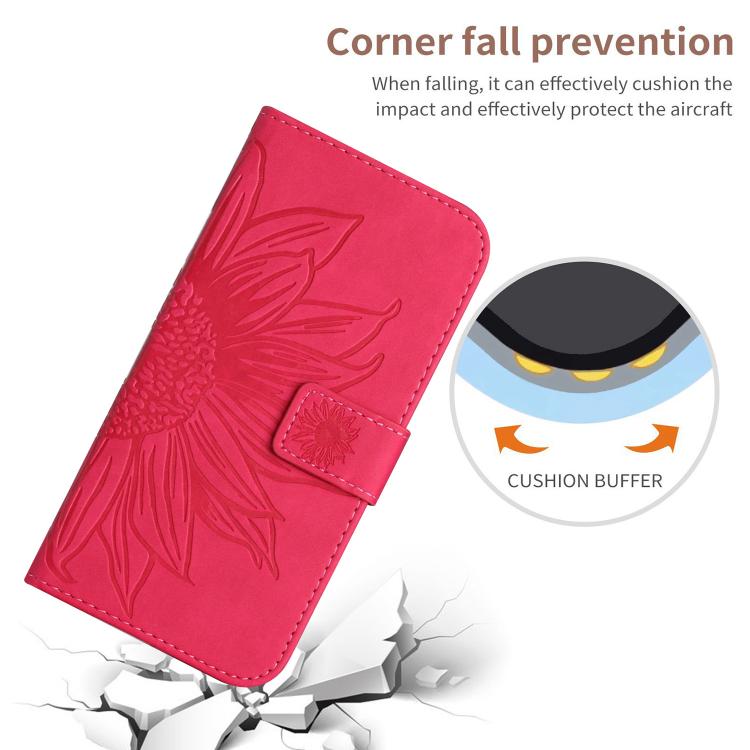 For Honor 600 Lite Global Skin Feel Sun Flower Pattern Leather Phone Case with Lanyard