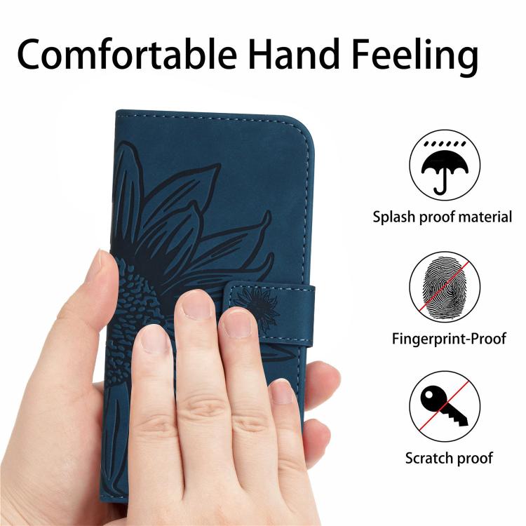 For Honor 600 Lite Global Skin Feel Sun Flower Pattern Leather Phone Case with Lanyard