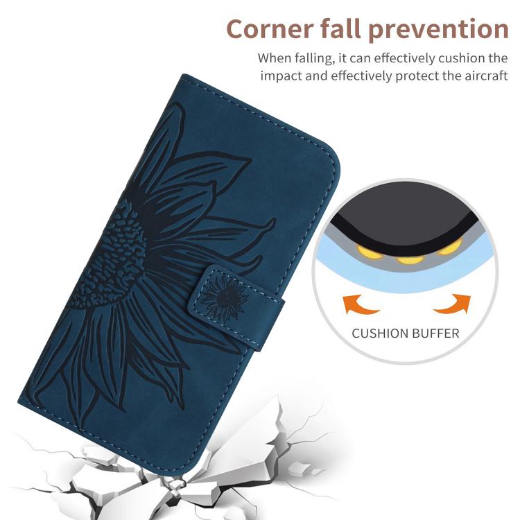 For Honor 600 Lite Global Skin Feel Sun Flower Pattern Leather Phone Case with Lanyard