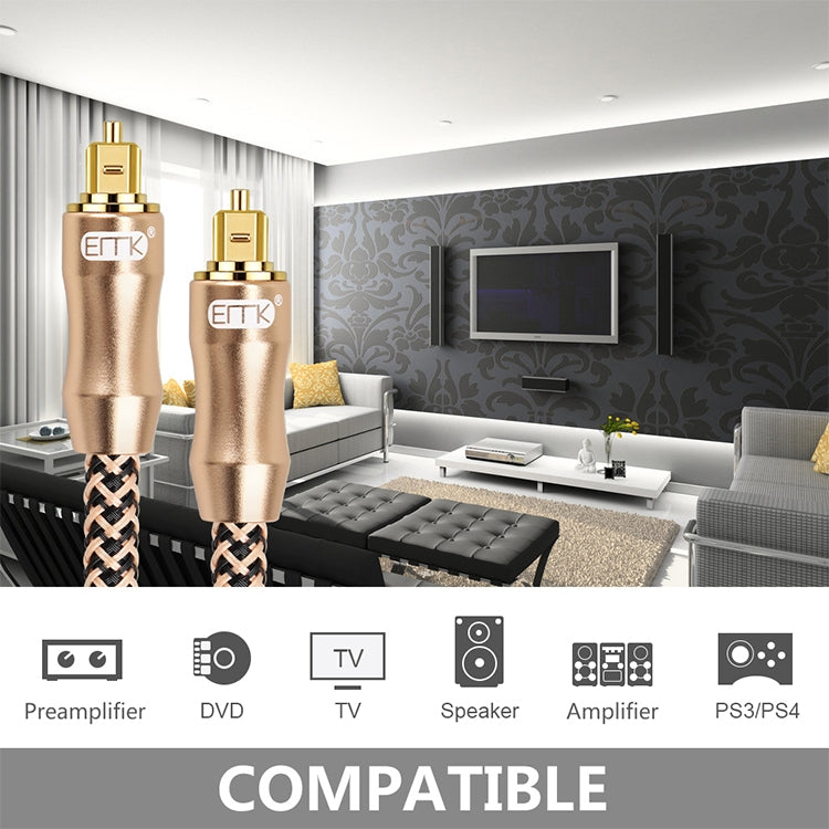 15m EMK OD6.0mm Gold-plated TV Digital Audio Optical Fiber Connecting Cable