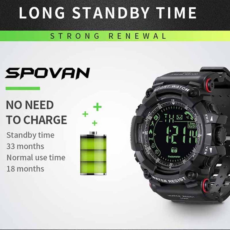 SPOVAN PR2 Men Multifunctional Waterproof Bluetooth Smart Electronic Watch(Black)