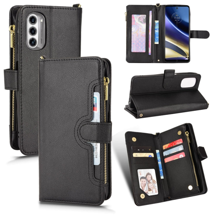 For Motorola Moto G52J 5G Litchi Texture Zipper Leather Phone Case