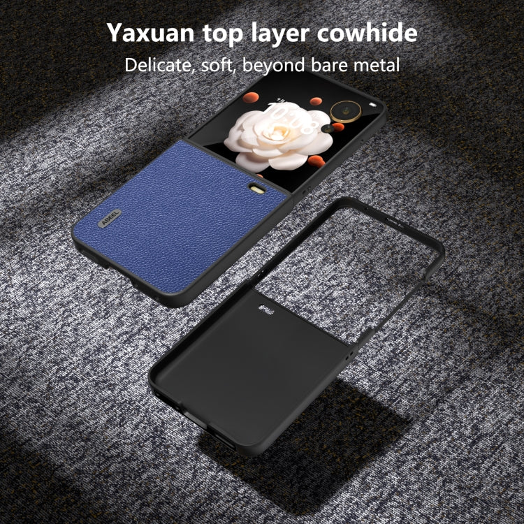 For Honor Magic V Flip ABEEL Black Edge Genuine Leather Mino Phone Case