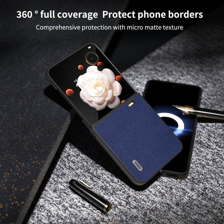 For Honor Magic V Flip ABEEL Black Edge Genuine Leather Mino Phone Case