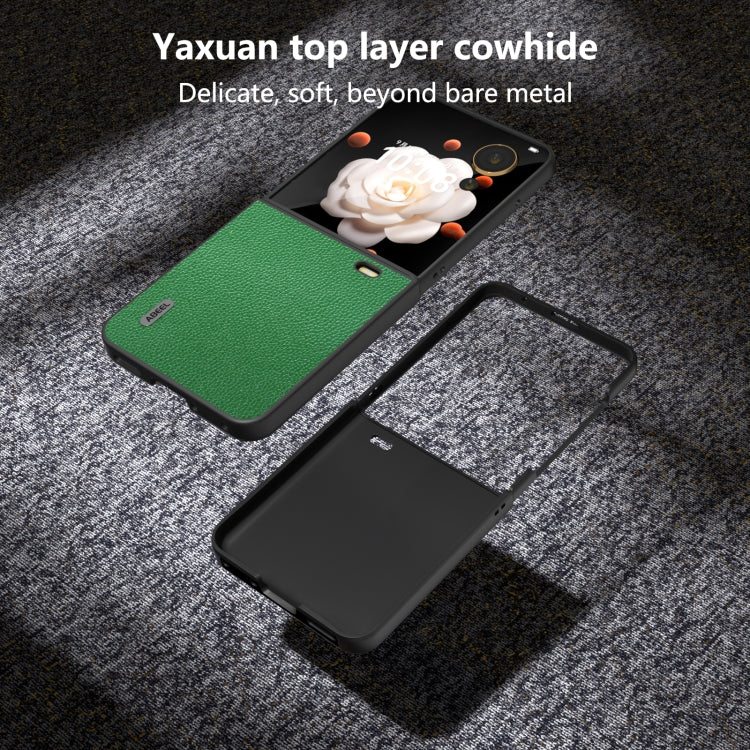 For Honor Magic V Flip ABEEL Black Edge Genuine Leather Mino Phone Case