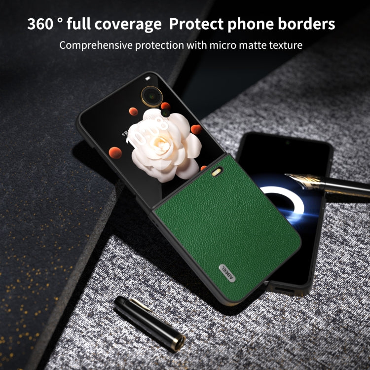 For Honor Magic V Flip ABEEL Black Edge Genuine Leather Mino Phone Case