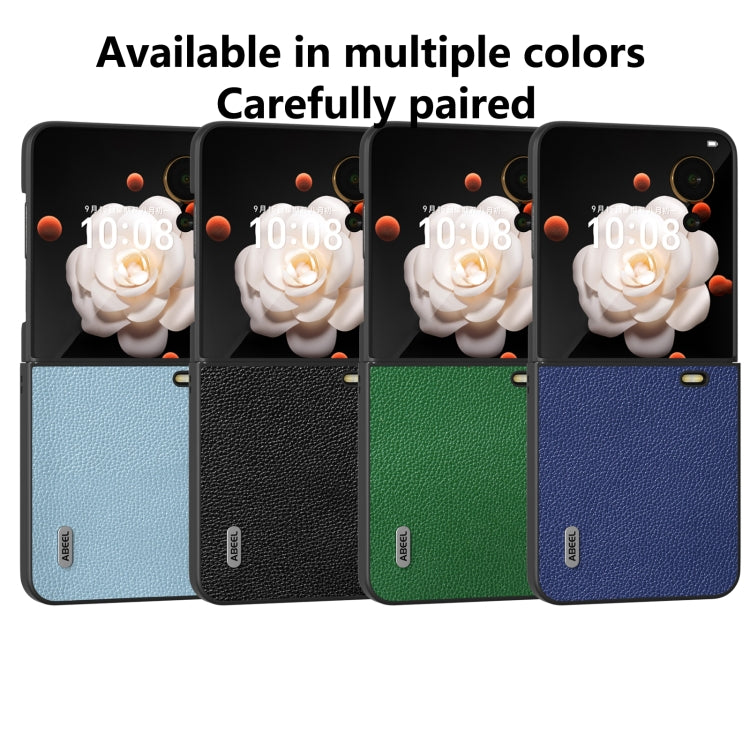 For Honor Magic V Flip ABEEL Black Edge Genuine Leather Mino Phone Case