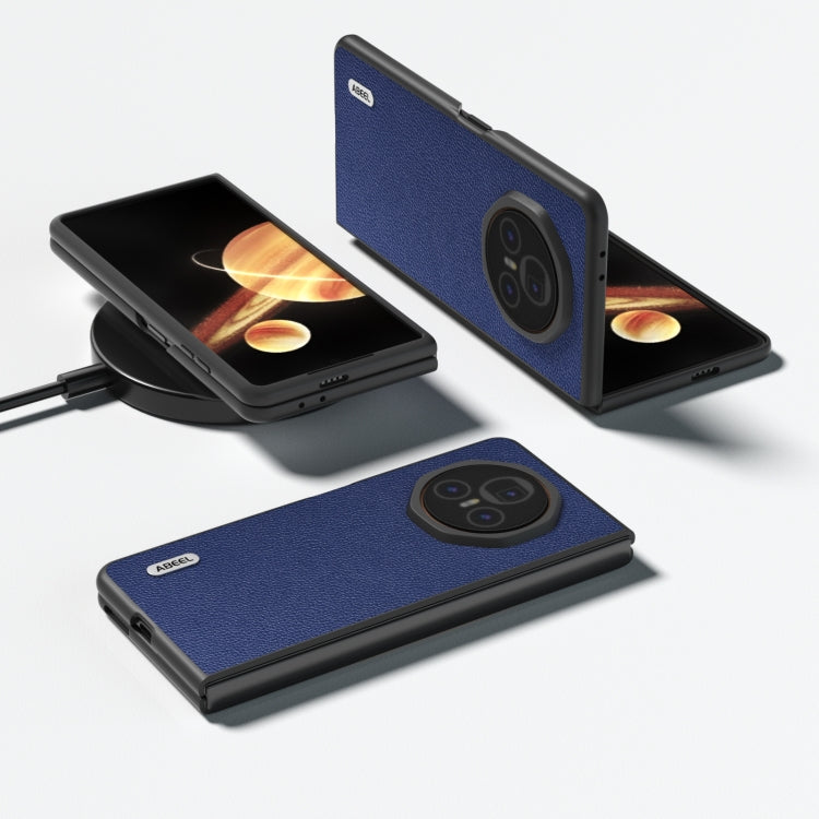 For Honor Magic V3 ABEEL Black Edge Genuine Leather Mino Phone Case