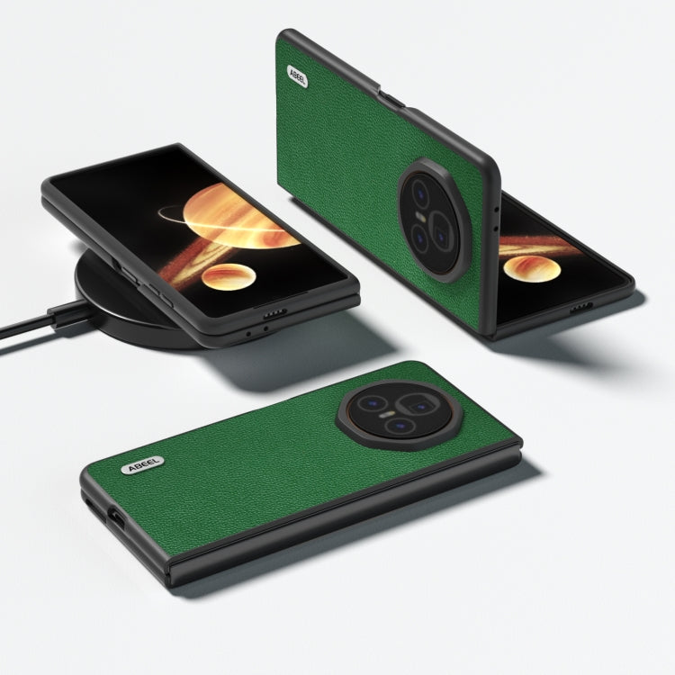 For Honor Magic V3 ABEEL Black Edge Genuine Leather Mino Phone Case