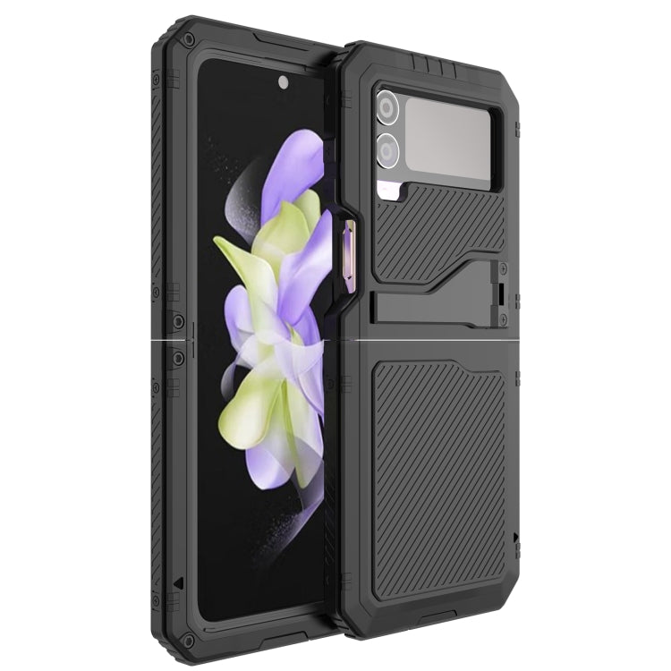 For Samsung Galaxy Z Flip4 LK Metal Shockproof Life Waterproof Dustproof Phone Case with Folding Holder