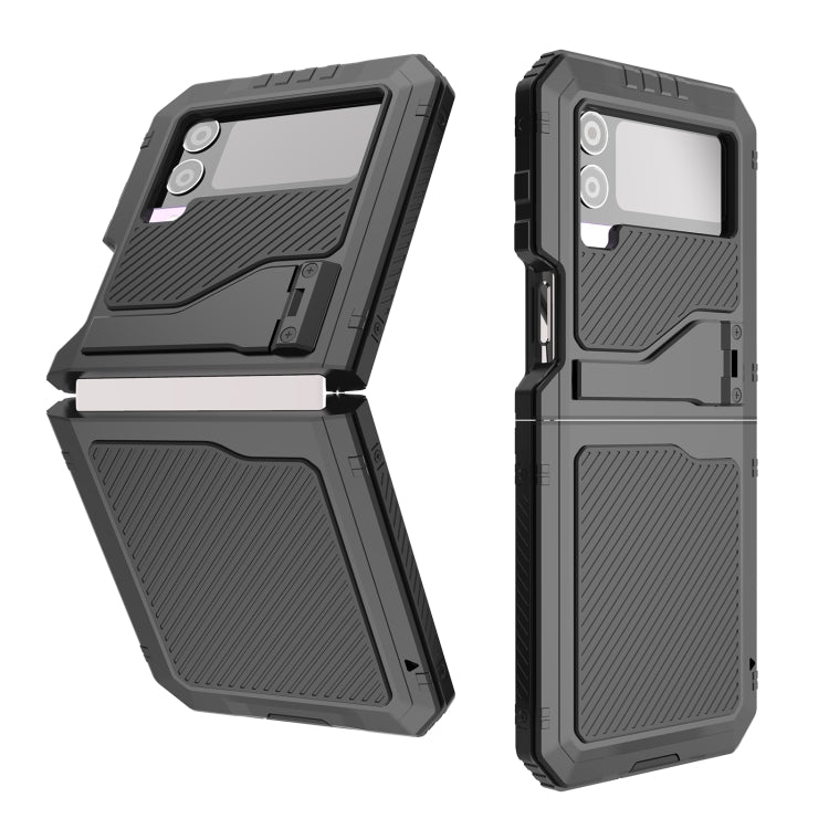 For Samsung Galaxy Z Flip4 LK Metal Shockproof Life Waterproof Dustproof Phone Case with Folding Holder