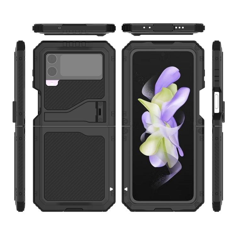 For Samsung Galaxy Z Flip4 LK Metal Shockproof Life Waterproof Dustproof Phone Case with Folding Holder