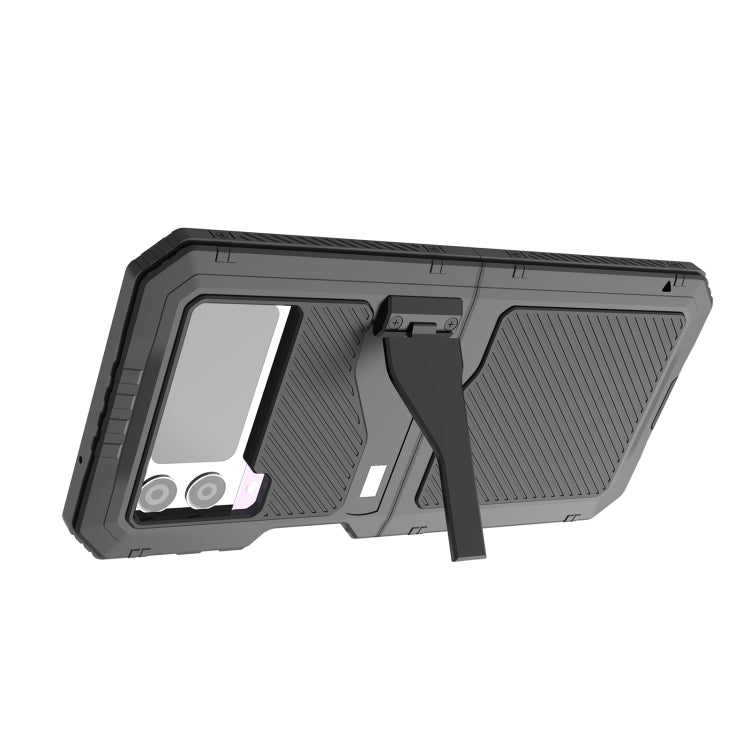 For Samsung Galaxy Z Flip4 LK Metal Shockproof Life Waterproof Dustproof Phone Case with Folding Holder