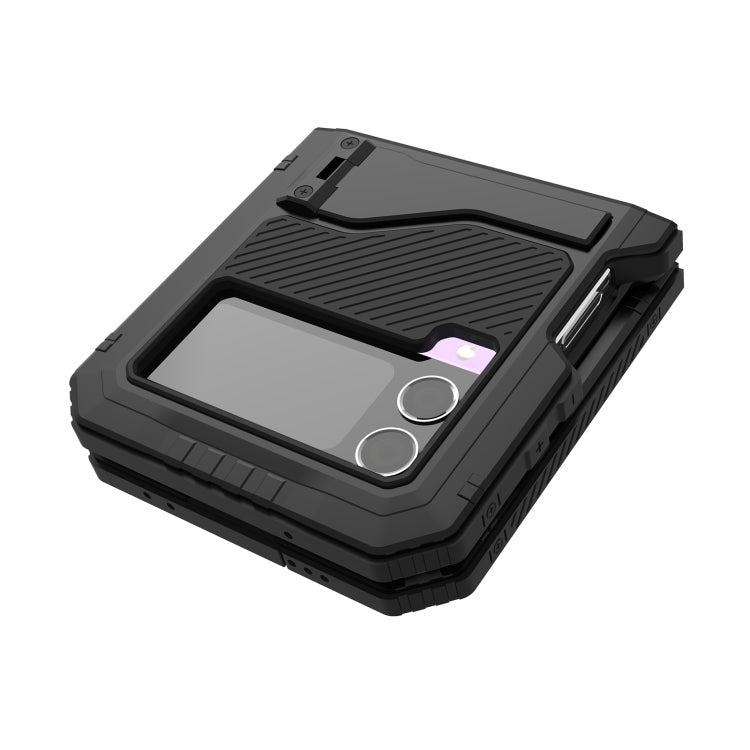 For Samsung Galaxy Z Flip4 LK Metal Shockproof Life Waterproof Dustproof Phone Case with Folding Holder