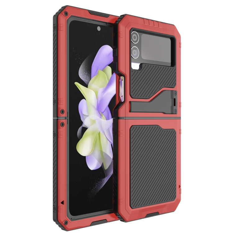 For Samsung Galaxy Z Flip4 LK Metal Shockproof Life Waterproof Dustproof Phone Case with Folding Holder