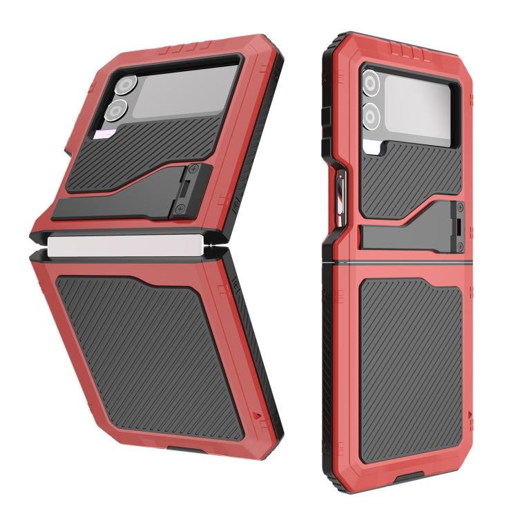 For Samsung Galaxy Z Flip4 LK Metal Shockproof Life Waterproof Dustproof Phone Case with Folding Holder