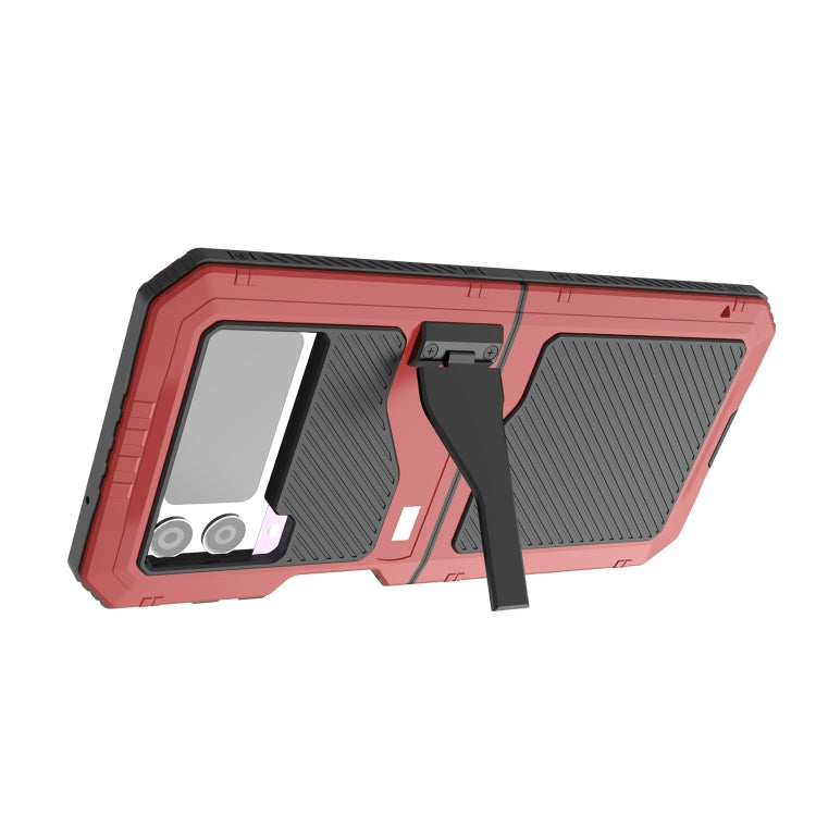 For Samsung Galaxy Z Flip4 LK Metal Shockproof Life Waterproof Dustproof Phone Case with Folding Holder