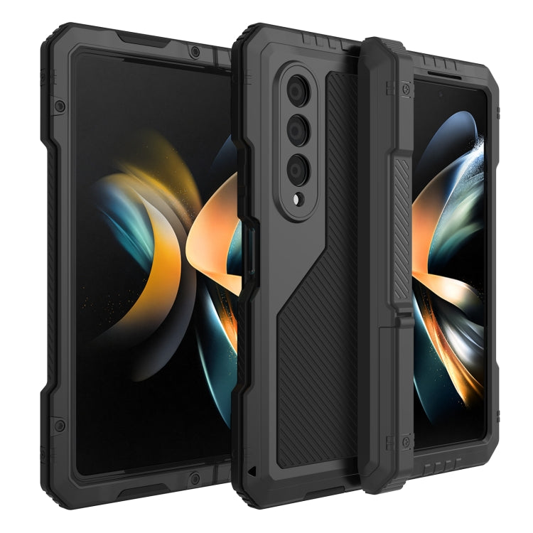 For Samsung Galaxy Z Fold4 LK Metal Shockproof Life Waterproof Dustproof Phone Case with Folding Holder