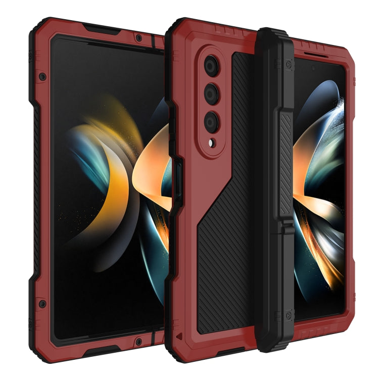 For Samsung Galaxy Z Fold4 LK Metal Shockproof Life Waterproof Dustproof Phone Case with Folding Holder