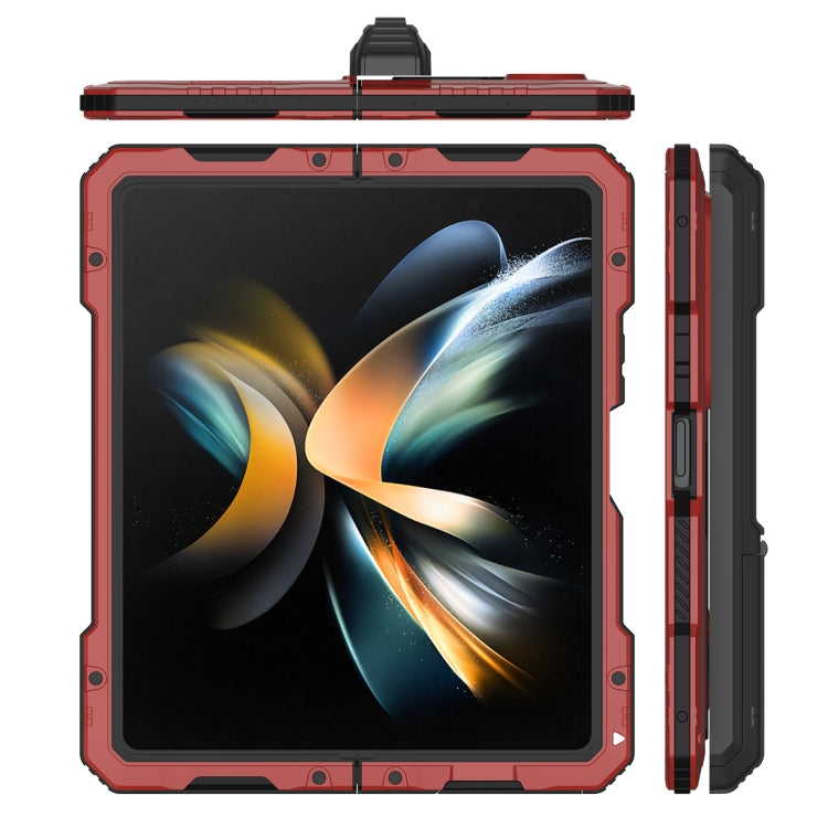 For Samsung Galaxy Z Fold4 LK Metal Shockproof Life Waterproof Dustproof Phone Case with Folding Holder