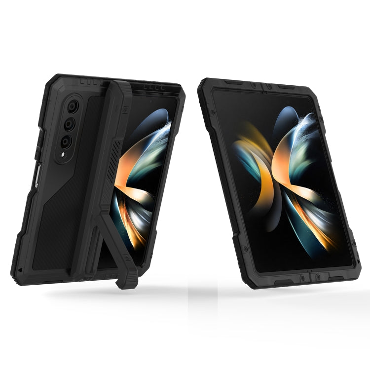 For Samsung Galaxy Z Fold4 LK Metal Shockproof Life Waterproof Dustproof Phone Case with Folding Holder