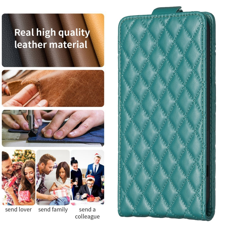 For iPhone 16 Plus Diamond Lattice Vertical Flip Leather Phone Case
