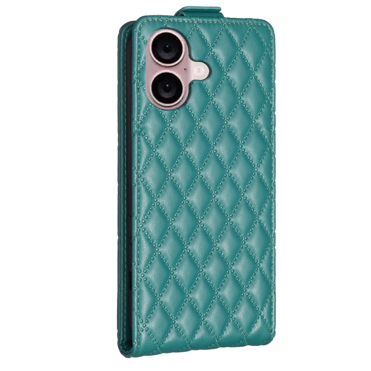 For iPhone 16 Plus Diamond Lattice Vertical Flip Leather Phone Case