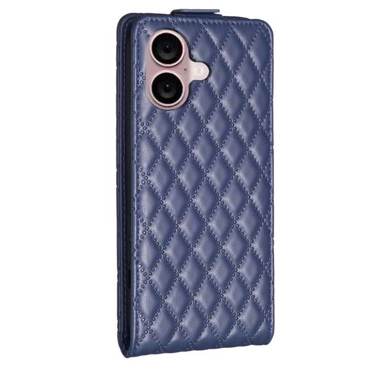 For iPhone 16 Plus Diamond Lattice Vertical Flip Leather Phone Case
