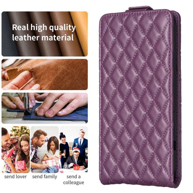 For iPhone 16 Diamond Lattice Vertical Flip Leather Phone Case