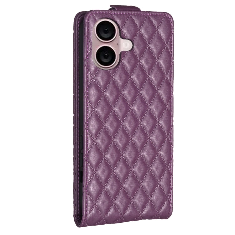 For iPhone 16 Diamond Lattice Vertical Flip Leather Phone Case