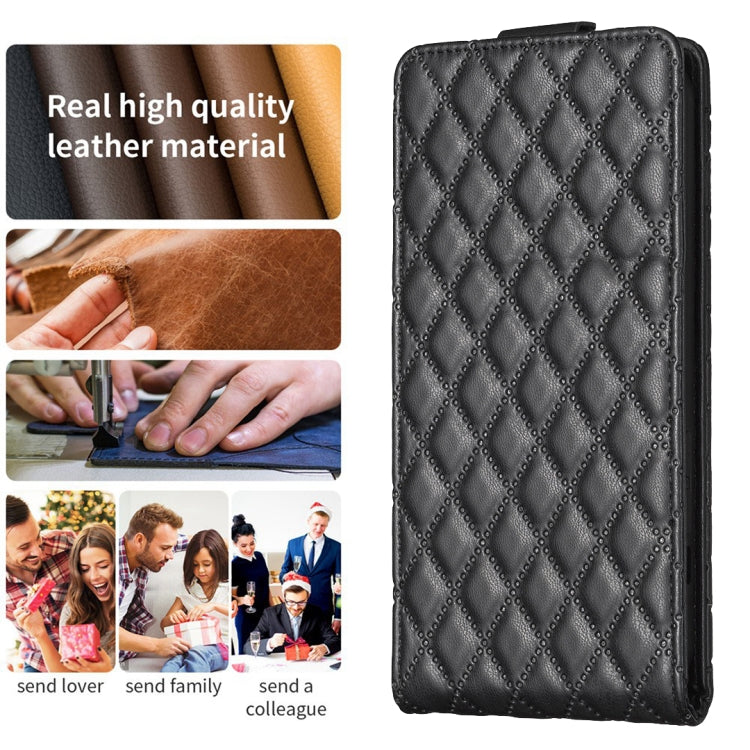 For iPhone 16 Diamond Lattice Vertical Flip Leather Phone Case