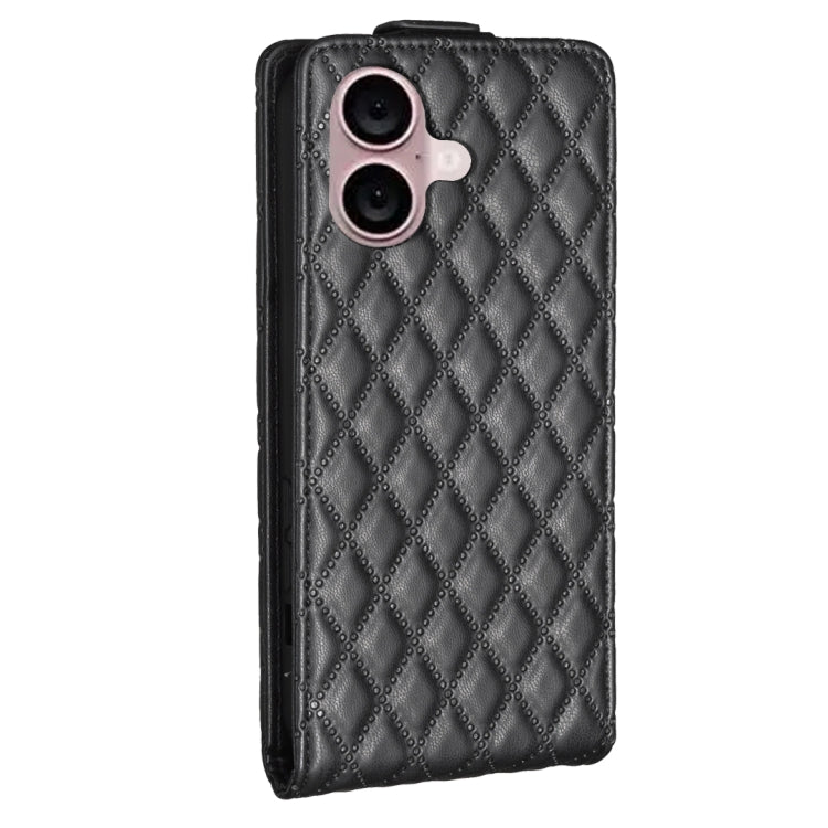 For iPhone 16 Diamond Lattice Vertical Flip Leather Phone Case