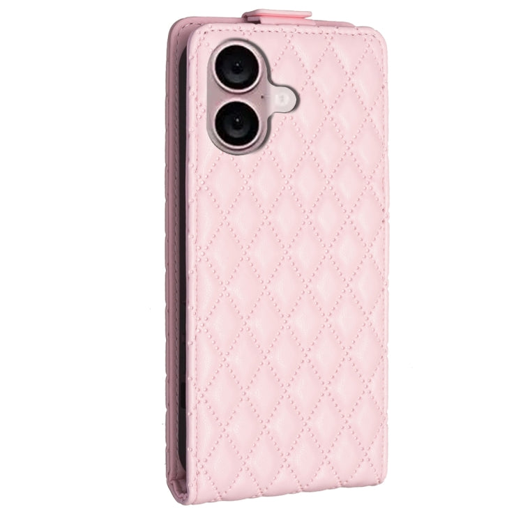 For iPhone 16 Diamond Lattice Vertical Flip Leather Phone Case