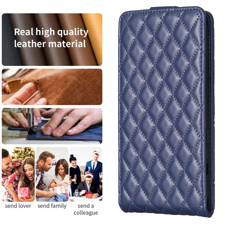 For iPhone 16 Diamond Lattice Vertical Flip Leather Phone Case