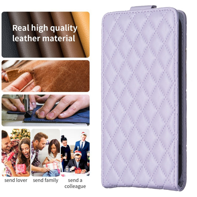 For iPhone 16 Diamond Lattice Vertical Flip Leather Phone Case