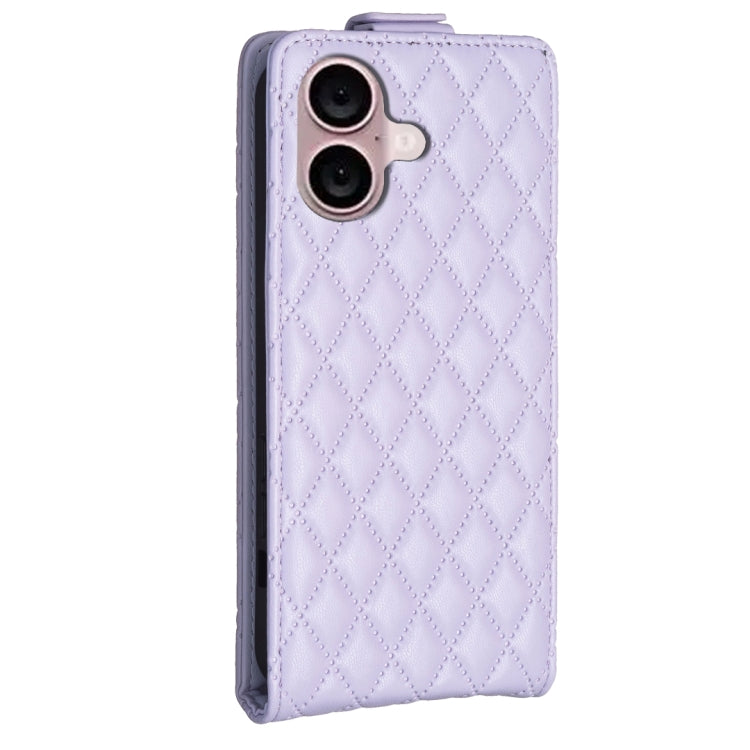 For iPhone 16 Diamond Lattice Vertical Flip Leather Phone Case