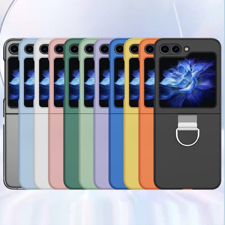 For Samsung Galaxy Z Flip5 Skin Feel Silicone Foldable Phone Case with Ring(Transparent)