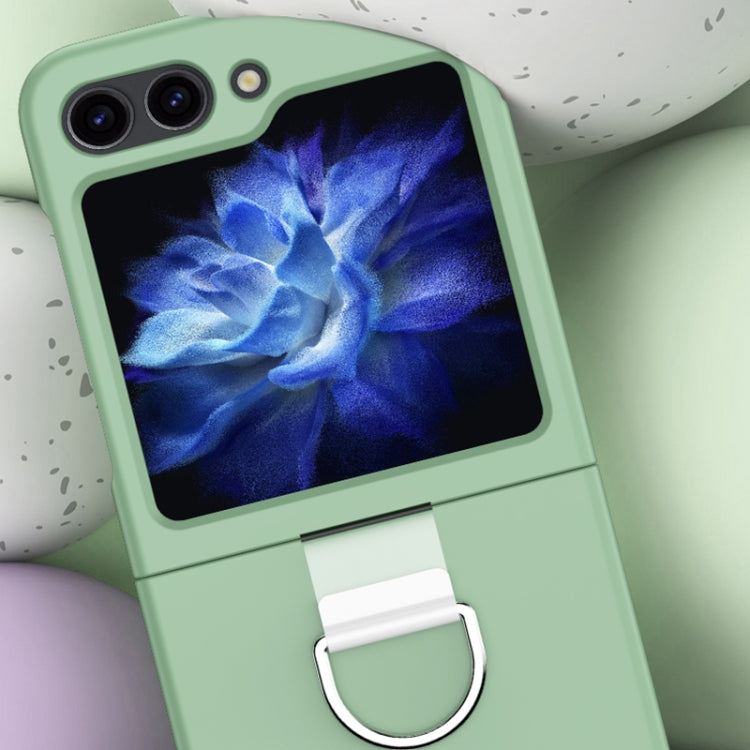 For Samsung Galaxy Z Flip5 Skin Feel Silicone Foldable Phone Case with Ring(Transparent)