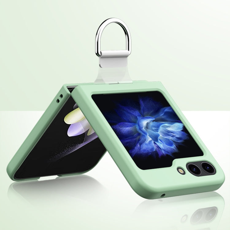 For Samsung Galaxy Z Flip5 Skin Feel Silicone Foldable Phone Case with Ring(Transparent)