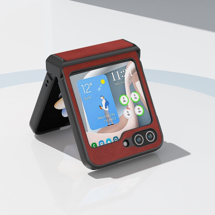 For Samsung Galaxy Z Flip6 ABEEL Two-color Calf Texture PU Phone Case