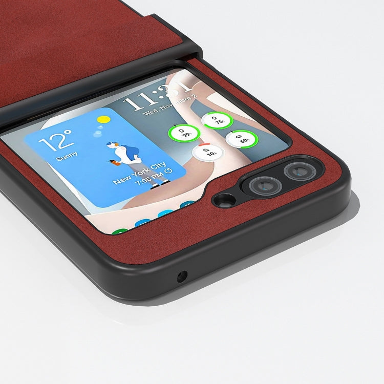 For Samsung Galaxy Z Flip6 ABEEL Two-color Calf Texture PU Phone Case