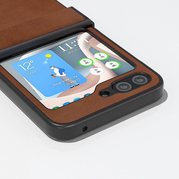 For Samsung Galaxy Z Flip6 ABEEL Two-color Calf Texture PU Phone Case
