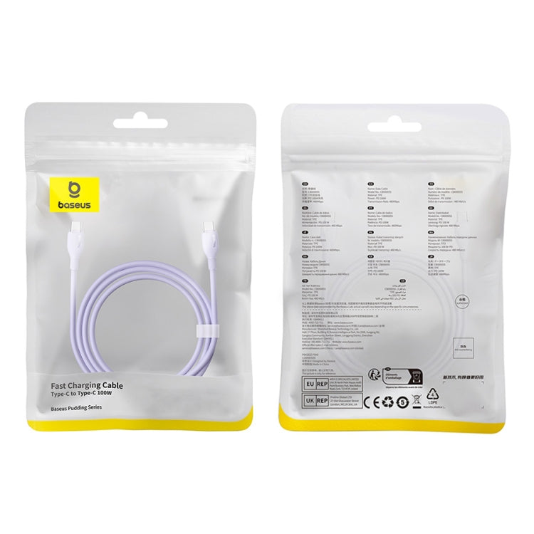 Baseus Pudding Series 100W Type-C to Type-C Fast Charging Data Cable, Length: