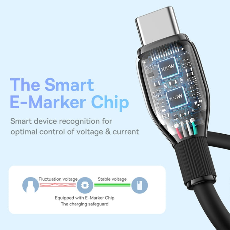 Baseus Pudding Series 100W Type-C to Type-C Fast Charging Data Cable, Length: