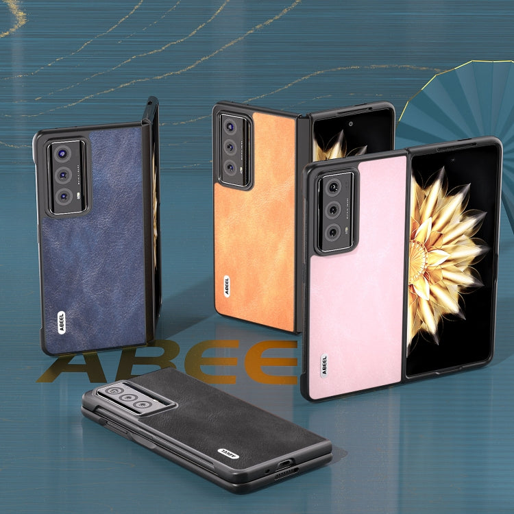 For Honor Magic V2 ABEEL Cowhide Texture PU Phone Case