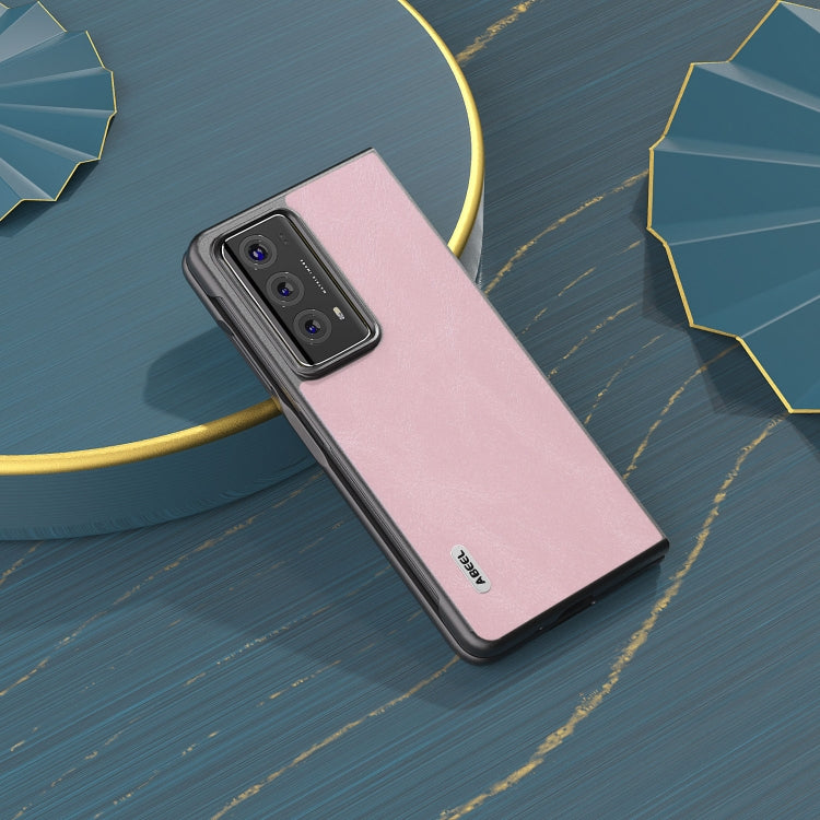 For Honor Magic V2 ABEEL Cowhide Texture PU Phone Case