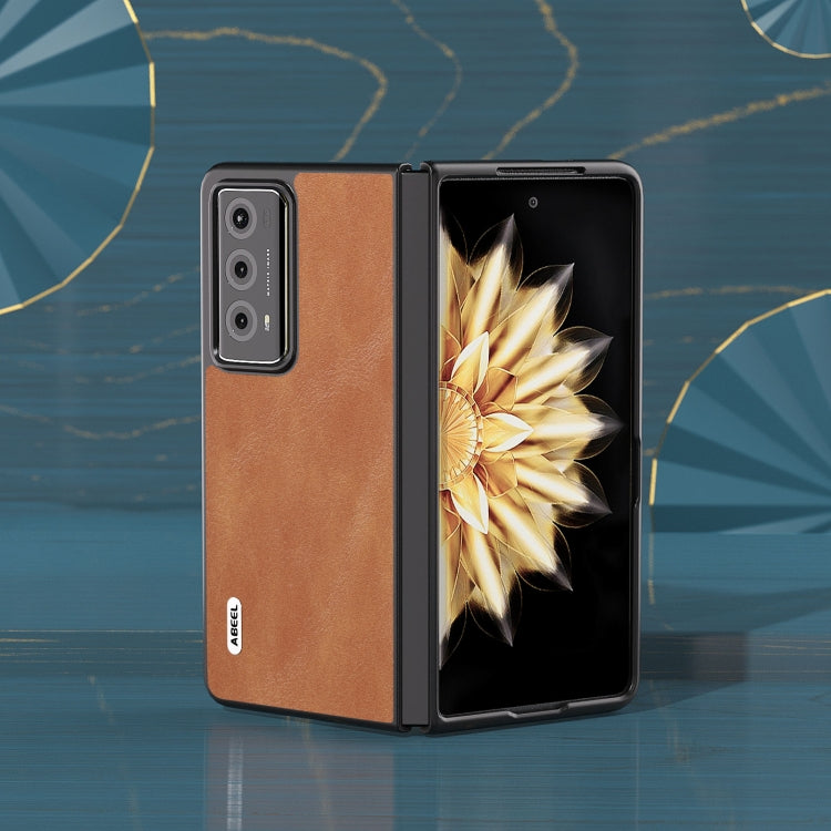 For Honor Magic V2 ABEEL Cowhide Texture PU Phone Case