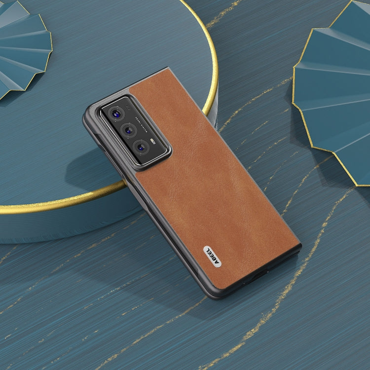 For Honor Magic V2 ABEEL Cowhide Texture PU Phone Case