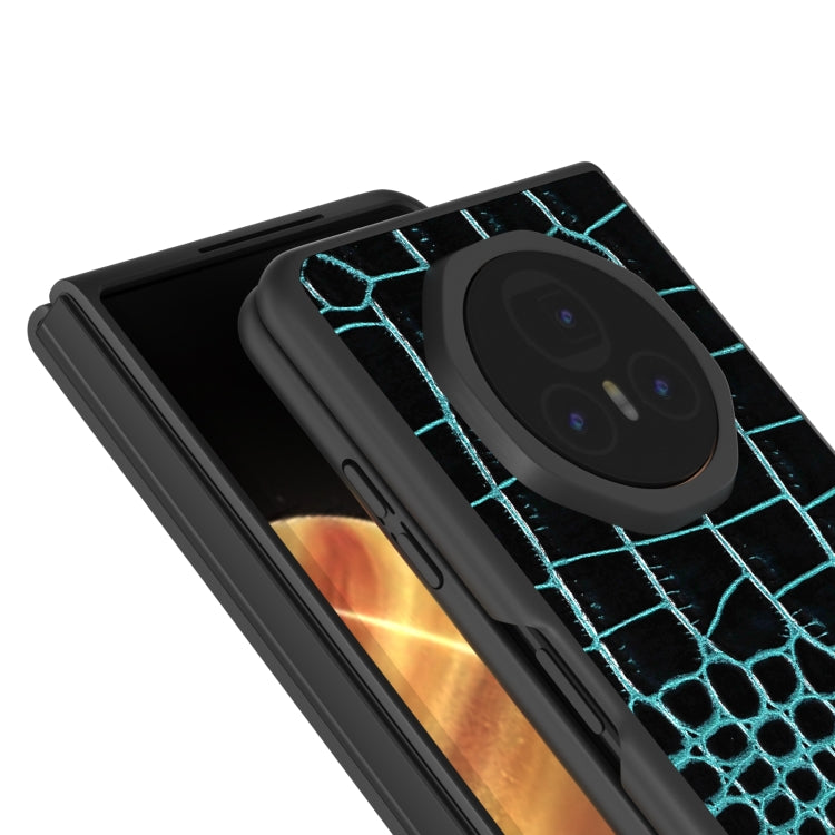 For Honor Magic V3 ABEEL Genuine Leather Crocodile Pattern Black Edge Phone Case