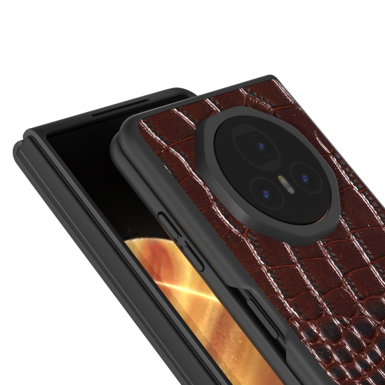 For Honor Magic V3 ABEEL Genuine Leather Crocodile Pattern Black Edge Phone Case